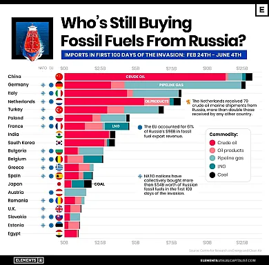Prehľad importérov fosílnych palív z Ruska