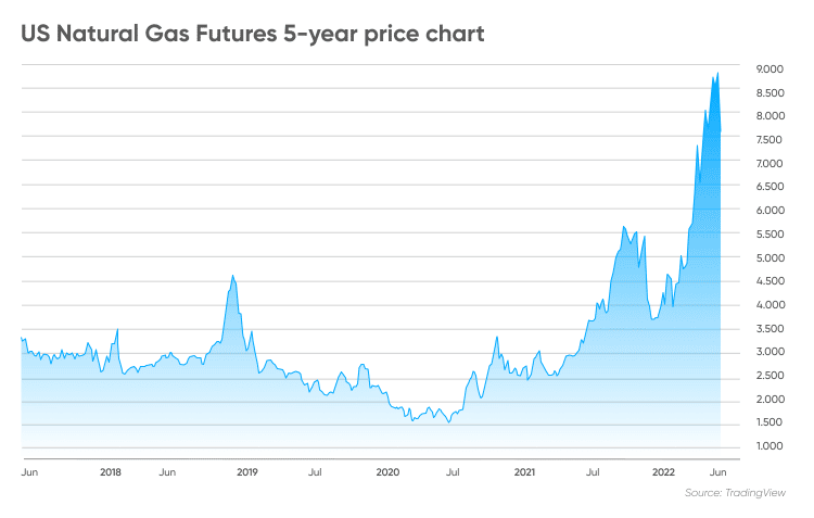 5-ročný vývoj cien plynu