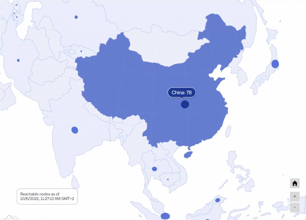Bitcoinové uzly na území Číny
