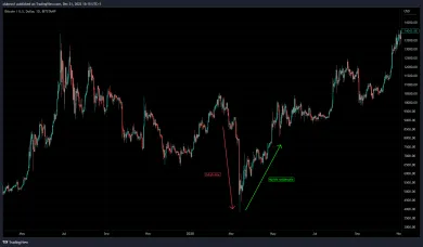 Cena Bitcoinu počas roku 2020