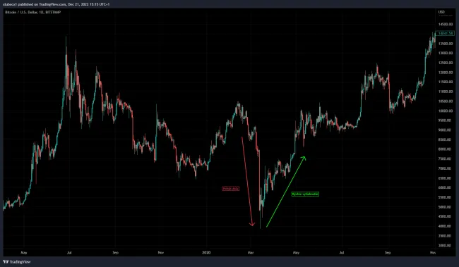 Cena Bitcoinu počas roku 2020