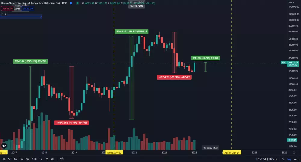 Mesačný graf bitcoinu