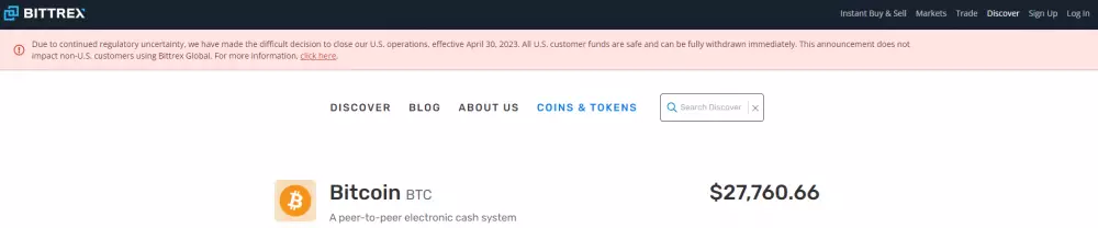 Oznámenie burzy Bittrex