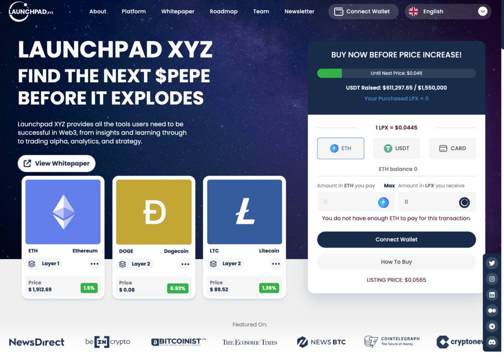 Predpredaj kryptomeny Launchpad XYZ