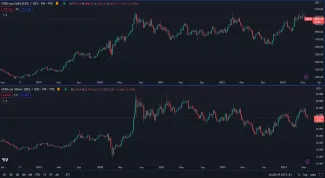 Zlato a striebro za posledných 5 rokov.