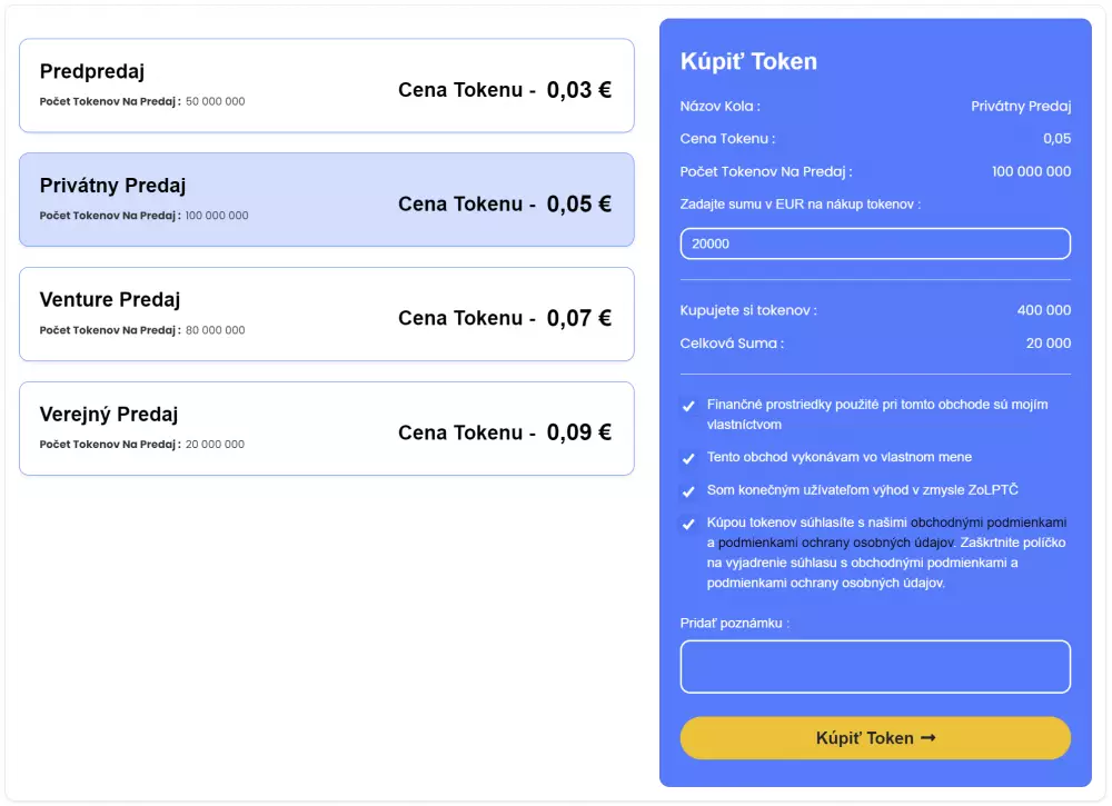 Takto si token Finsteco zakúpite