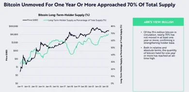 Bitcoin: 70 % ponuky sa nepohlo vyše roka.