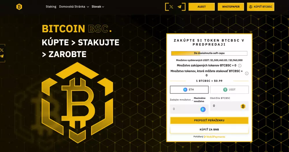 Bitcoin BSC predpredaj pokračuje