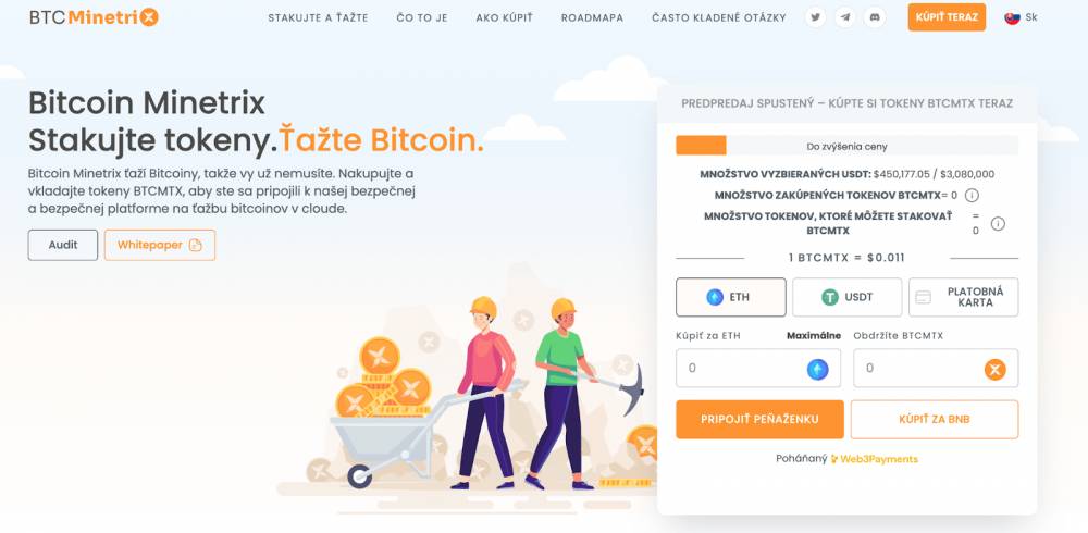 Bitcoin Minetrix umožňuje stakovanie tokenov