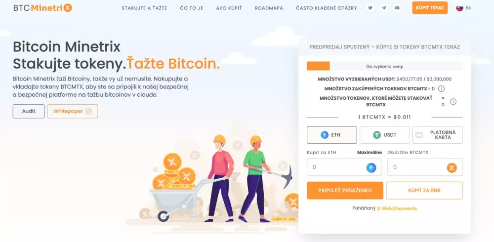 Bitcoin Minetrix umožňuje stakovanie tokenov