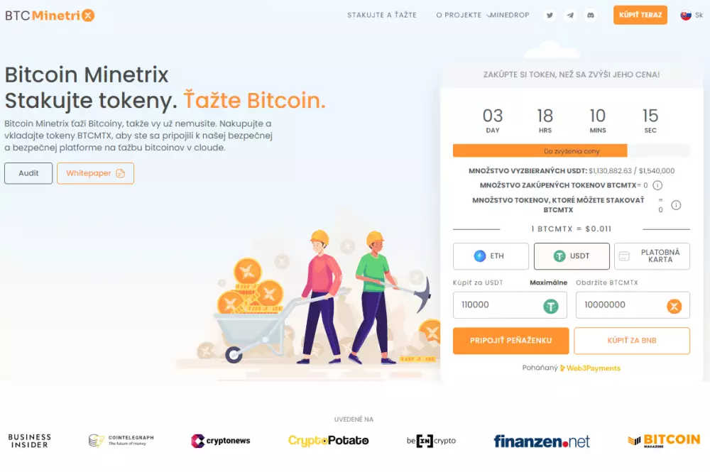 Bitcoin Minetrix - zapojte sa aj vy do ťažby Bitcoinu