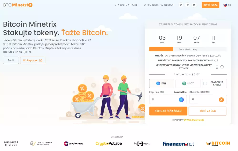 Stakujte tokeny s Bitcoin Minetrix