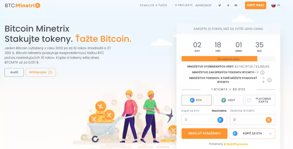 Ťažte Bitcoin s Bitcoin Minetrix