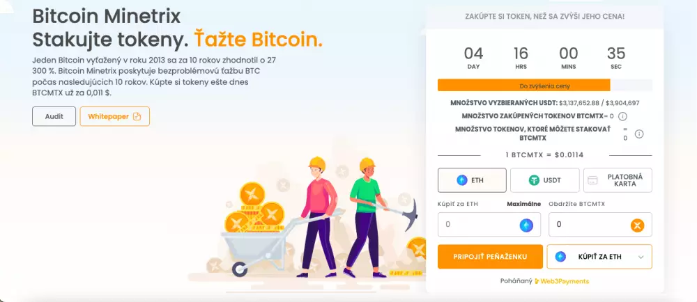 Bitcoin Minetrix má ziskový potenciál