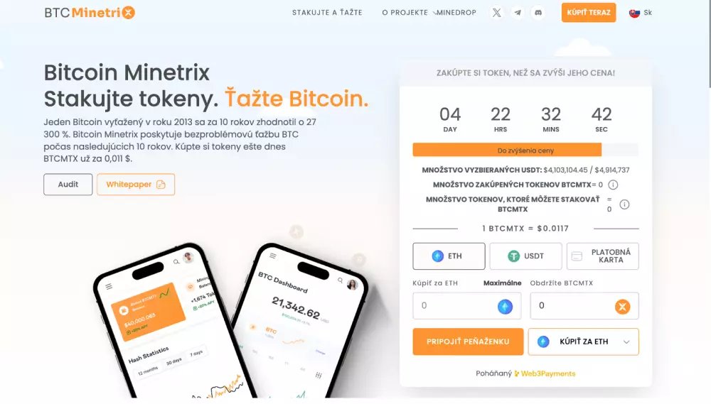 S Bitcoin Minetrix môžete stakovať tokeny