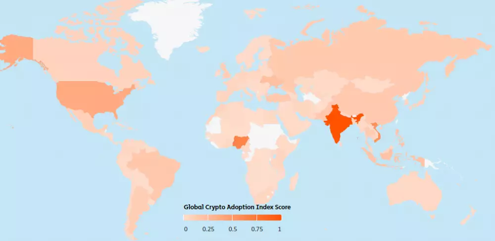 Adopcia kryptomien podľa krajín