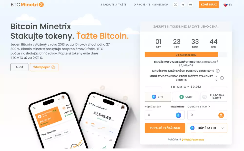 Bitcoin Minetrix a stakovanie tokenov