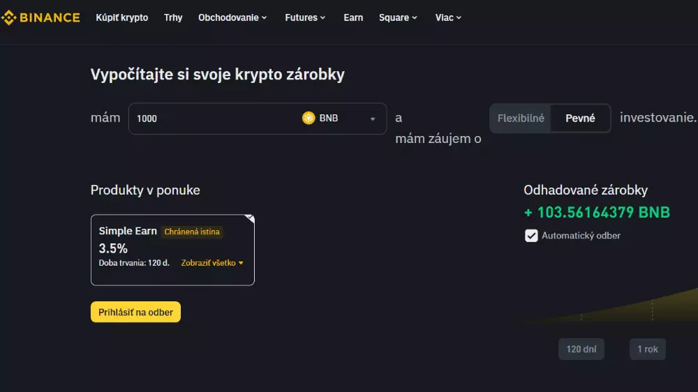 Binance podporuje staking na centralizovanej burze