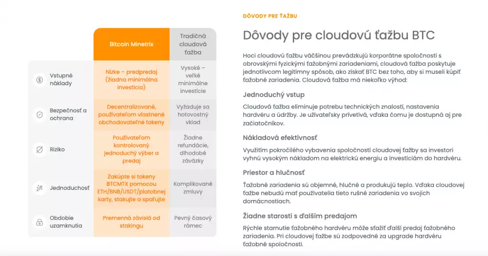 Dôvody pre cloudovú ťažbu BTC