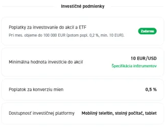 Investičné podmienky pre akcie a ETF