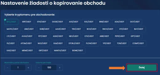 Nastavenie kopírovania obchodu