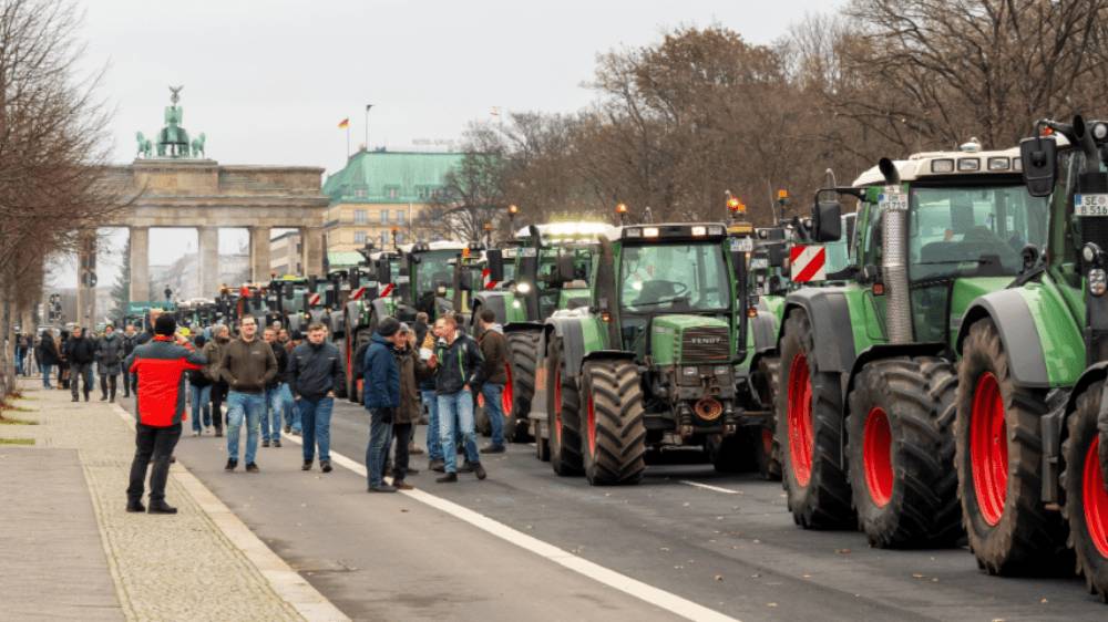 Protest farmárov v Berlíne
