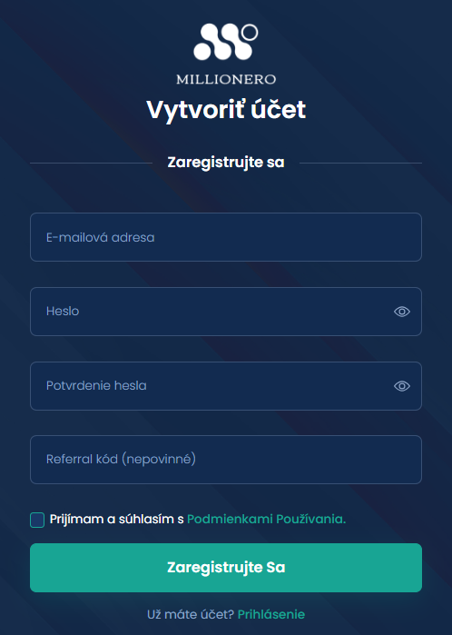 Registračný formulár