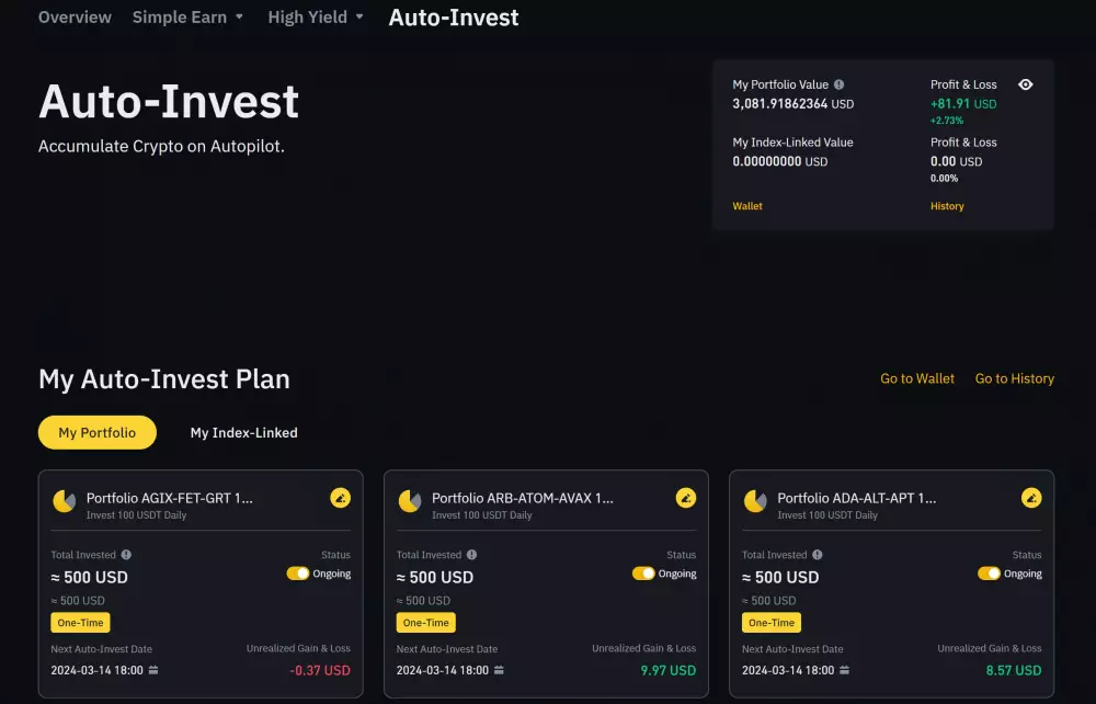 Automatické investovanie na Binance