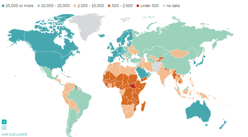 Mapa krajín podľa bohatstva