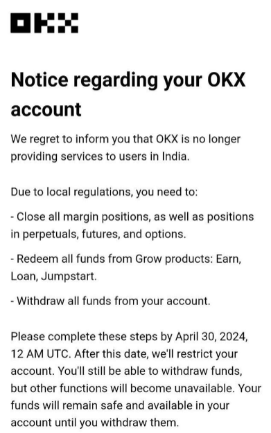 Oznámenie OKX