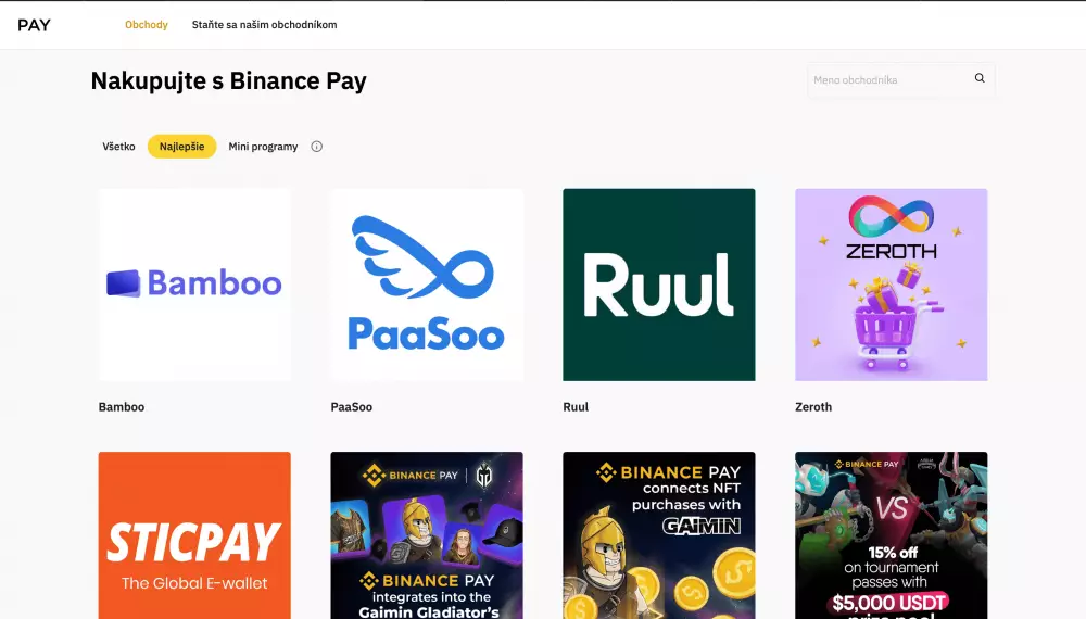 Ponuka Binance Pay