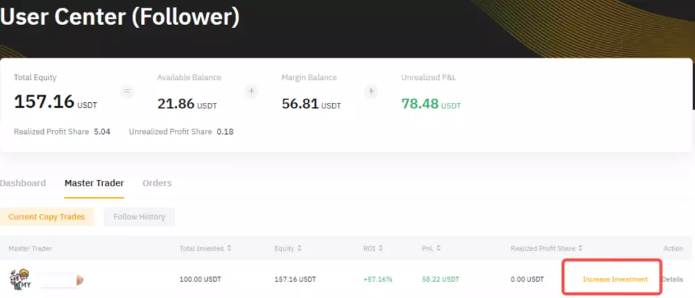 Zvýšenie investície. Zdroj: Bybit