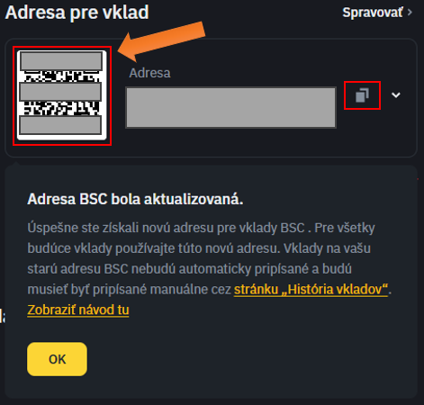 Adresa na vklad