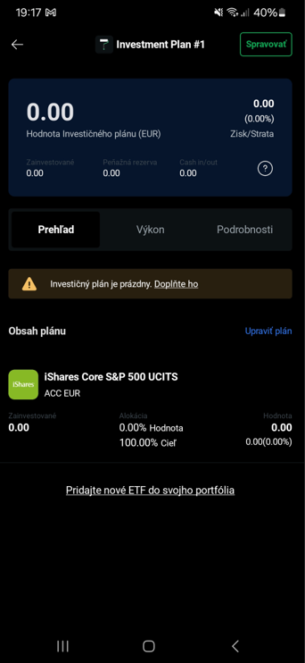 Detaily investičného plánu