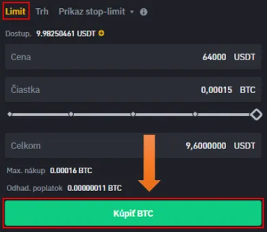 Príklad na limitný nákup