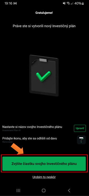 Vytvorenie investičného plánu