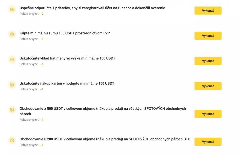 Binance úlohy na druhú polovicu mája