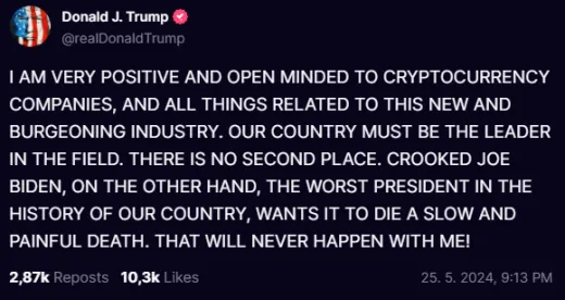 Donald Trump o kryptomenách a USA