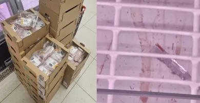 Mäso na podlahe a špinavá chladnička v Biedronke