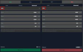 OCO príkaz na BITmarkets