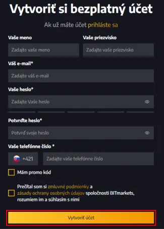 Registračný formulár