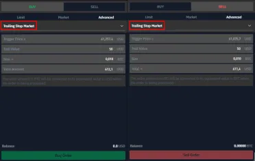 Trailing stop market príkaz na BITmarkets. Zdroj: BITmarkets