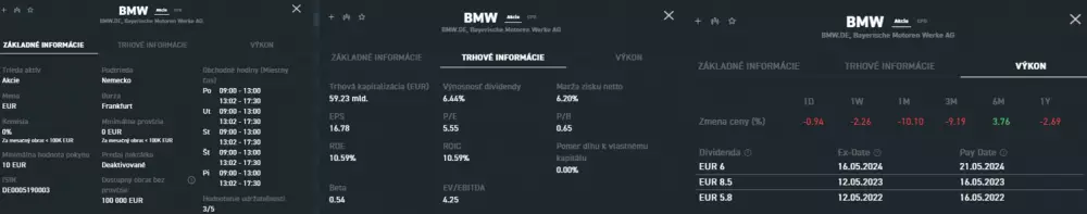 Informácie o dividendách BMW