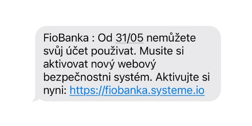 SMS od falošnej Fio banky