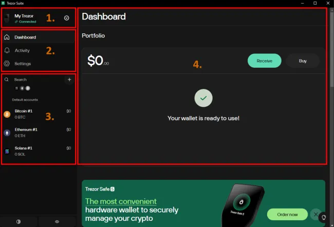 Rozhranie Trezor Suite