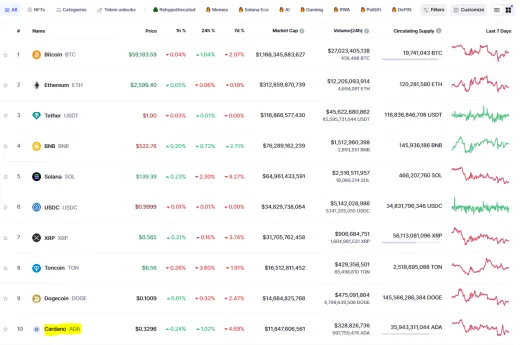 Cardano je 10. najväčšia kryptomena na svete
