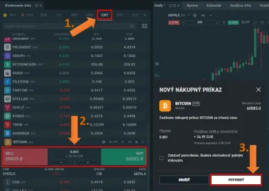 Nákup Bitcoinu na XTB