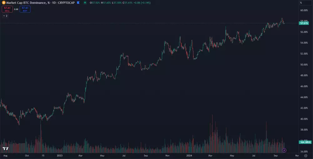 Dvojročný rast dominancie Bitcoinu