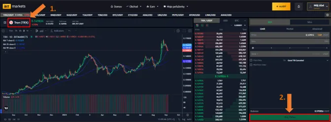 Nákup TRX na BITmarkets