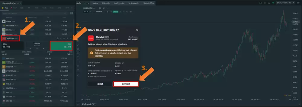 Nákup akcií Alphabet na XTB